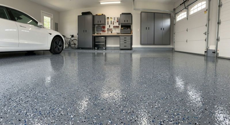 Speckled Garage Floor Painting in Alexandria, VA